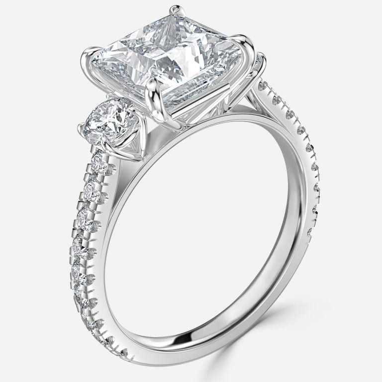 Oriana Princess Three Stone Moissanite Engagement Ring