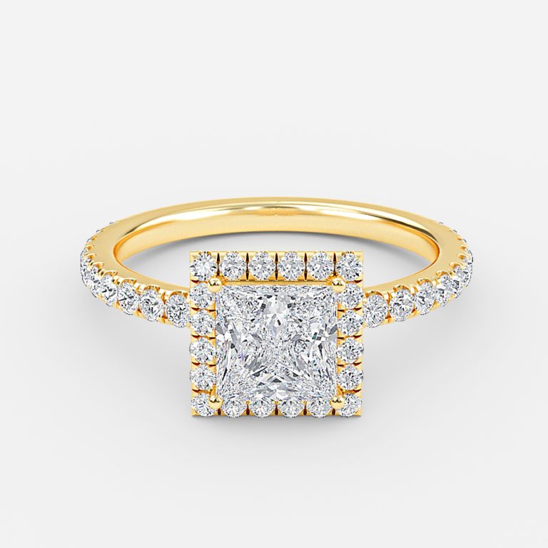 Lucia Princess Halo Moissanite Engagement Ring