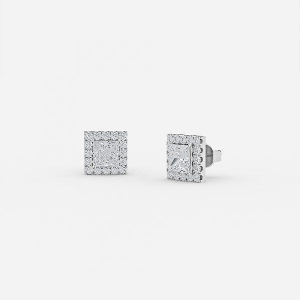 Princess Moissanite Halo Earrings