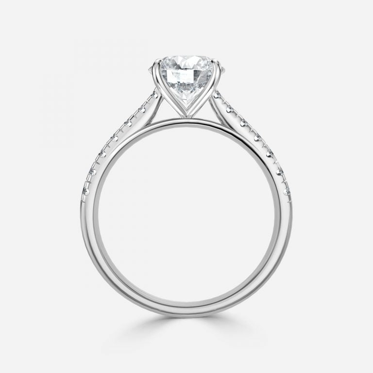 Clio Round Diamond Band Moissanite Engagement Ring