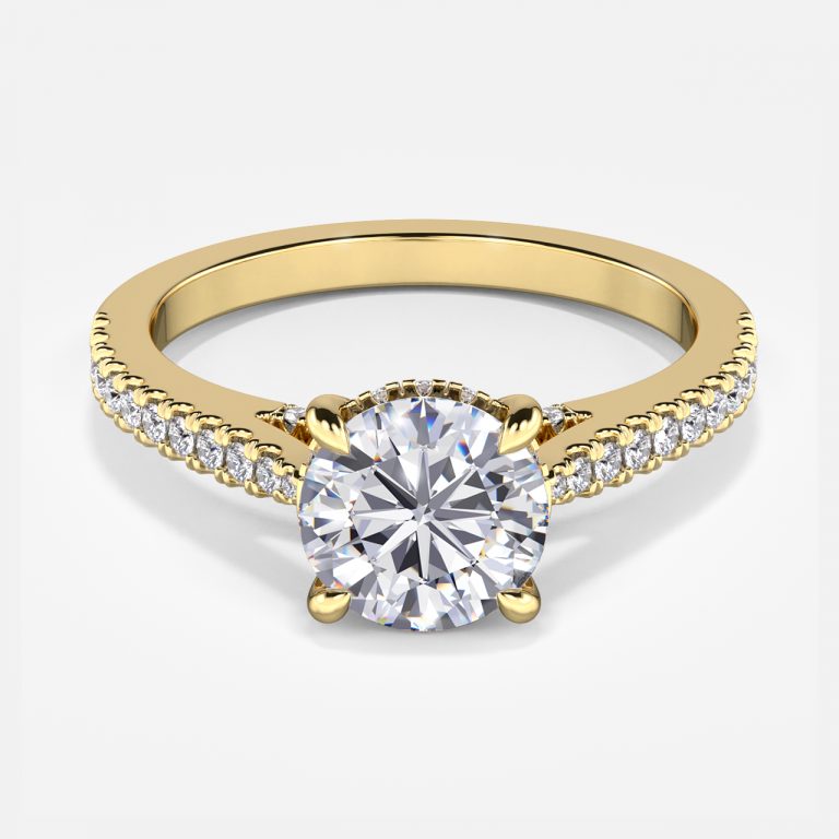 Yvette Round Hidden Halo Moissanite Engagement Ring