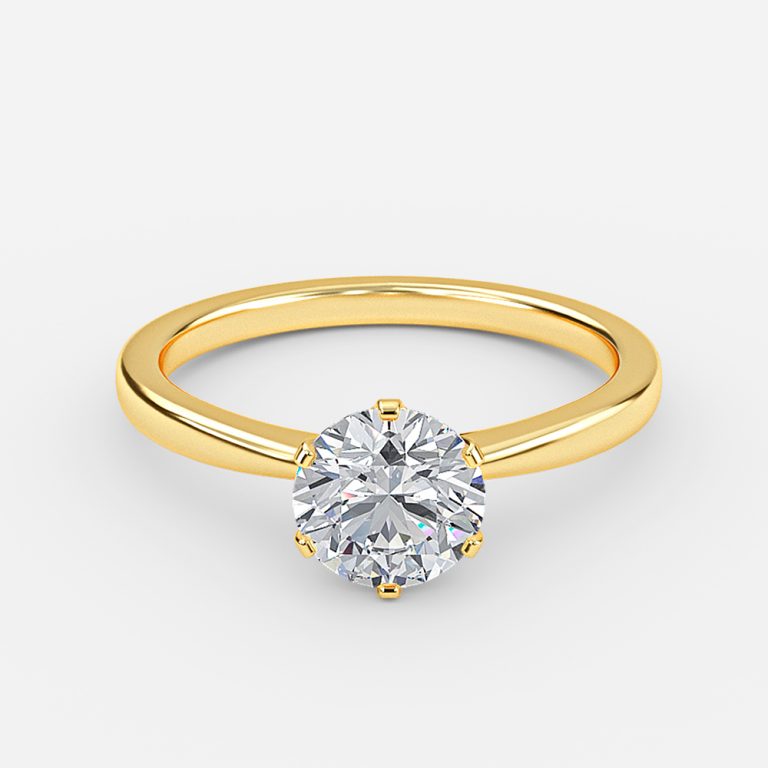 Olivine Round Solitaire Moissanite Engagement Ring