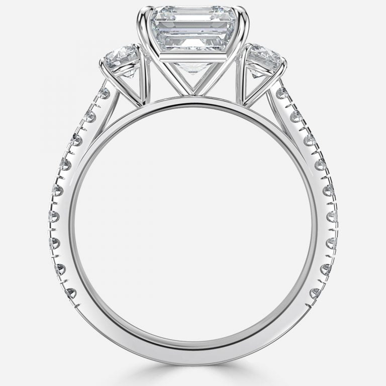 Oriana Asscher Three Stone Moissanite Engagement Ring