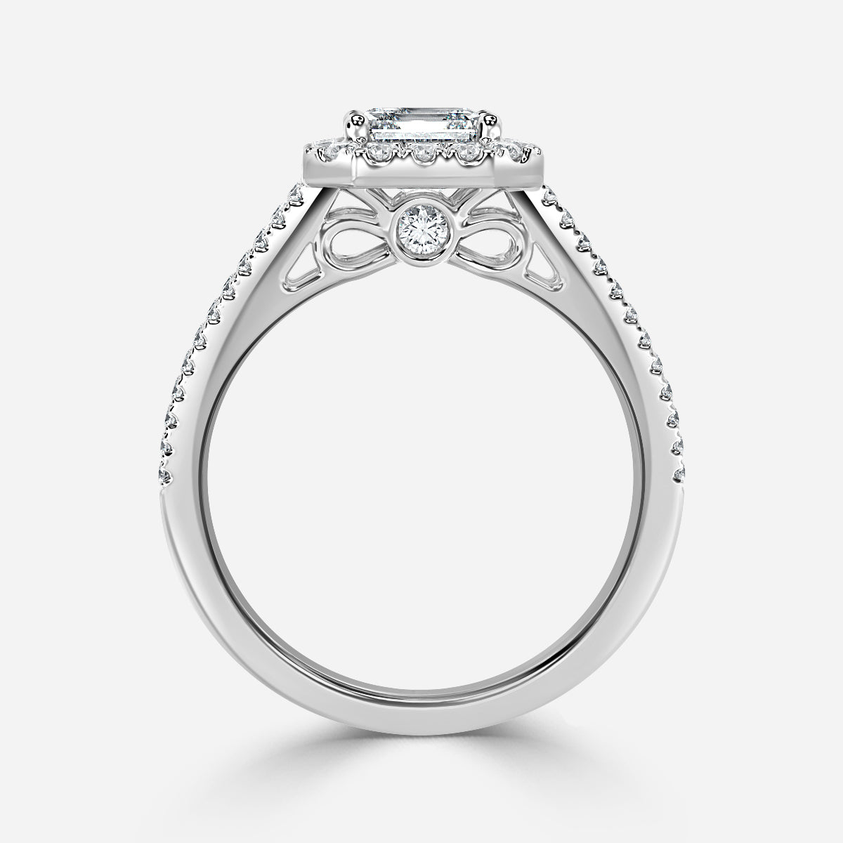 Ember Asscher Halo Moissanite Engagement Ring