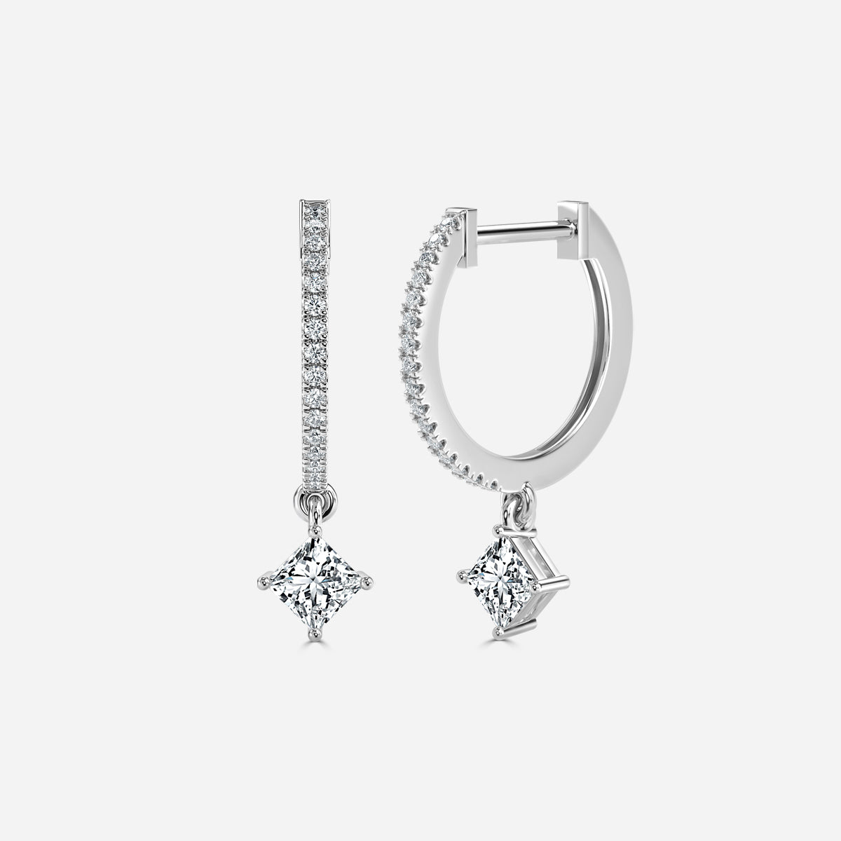 Sia Princess Moissanite Hoop Earrings