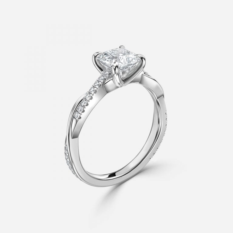 Tatiana Asscher Diamond Band Moissanite Engagement Ring