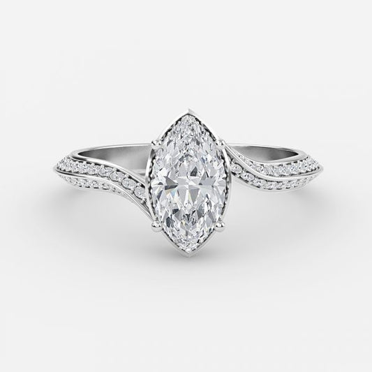 Bellatrix Marquise Hidden Halo Moissanite Engagement Ring