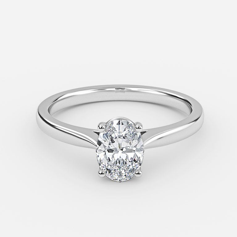 Simone Plain Oval Solitaire Moissanite Engagement Ring