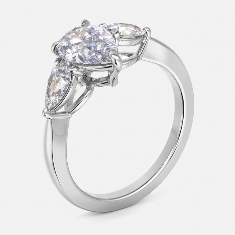 Thalassa Pear Three Stone Moissanite Engagement Ring