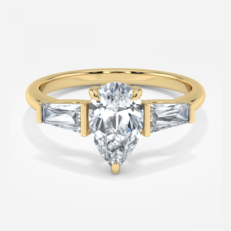 Jara Pear Three Stone Moissanite Engagement Ring