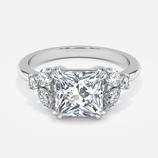 Zephyr Princess Three Stone Moissanite Engagement Ring