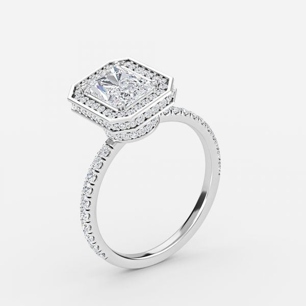 Kassia Radiant Halo Moissanite Engagement Ring