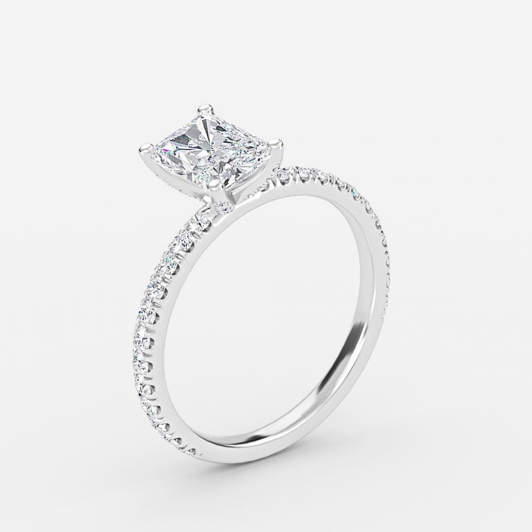 Rosalba Radiant Hidden Halo Moissanite Engagement Ring