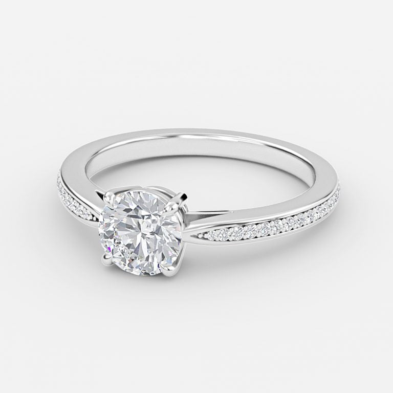 Isolde Round Diamond Band Moissanite Engagement Ring