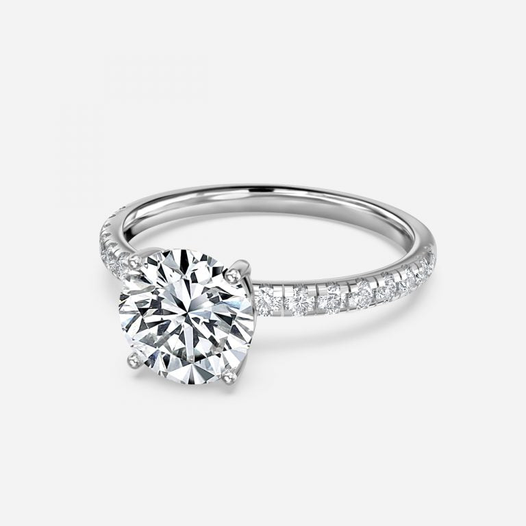 Vittoria Round Diamond Band Moissanite Engagement Ring