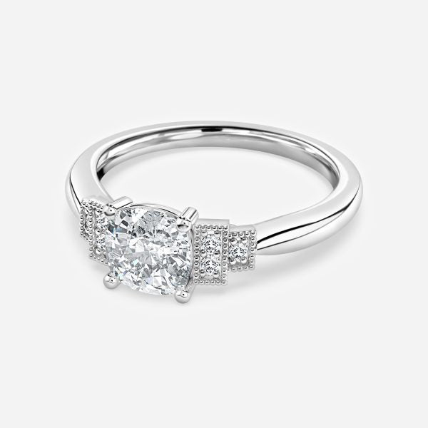 Isley Cushion Three Stone Moissanite Engagement Ring