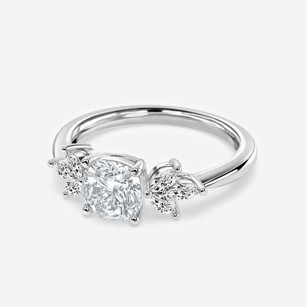 Anong Cushion Three Stone Moissanite Engagement Ring