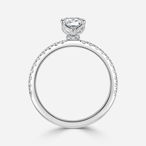 Kassia Cushion Hidden Halo Moissanite Engagement Ring