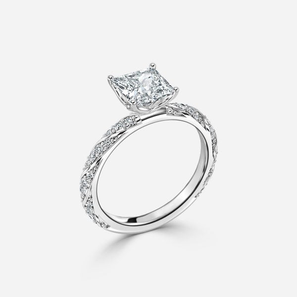 Wan Princess Diamond Band Moissanite Engagement Ring