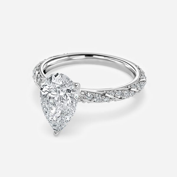 Wan Pear Unique Moissanite Engagement Ring