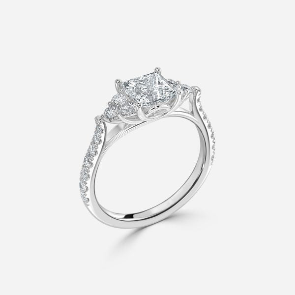 Galatea Princess Three Stone Moissanite Engagement Ring