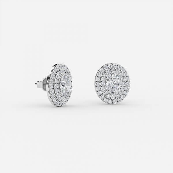 Oval Moissanite Double Halo Earrings