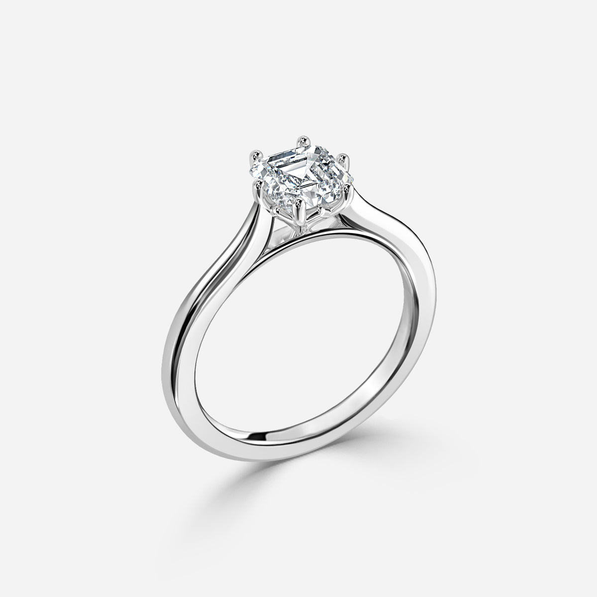 Thea Asscher Solitaire Moissanite Engagement Ring