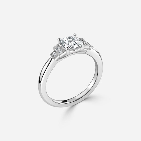 Isley Cushion Three Stone Moissanite Engagement Ring