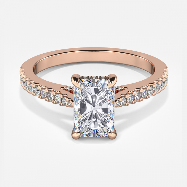 Yvette Radiant Hidden Halo Moissanite Engagement Ring