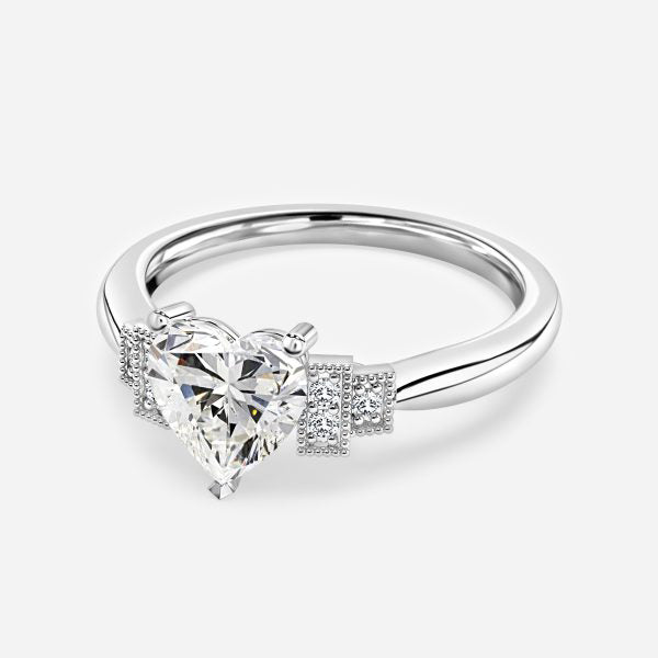 Isley Heart Three Stone Moissanite Engagement Ring