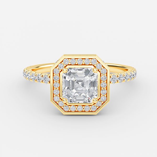 Kassia Asscher Halo Moissanite Engagement Ring