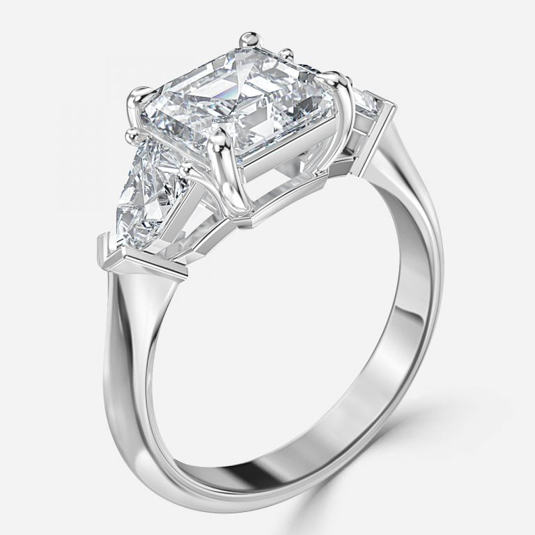 Eri Asscher Three Stone Moissanite Engagement Ring