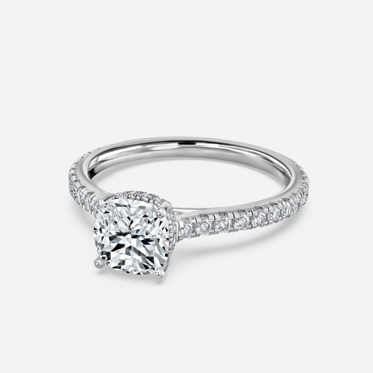 Tamsin Cushion Hidden Halo Moissanite Engagement Ring