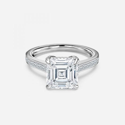 Marigold Asscher Hidden Halo Moissanite Engagement Ring