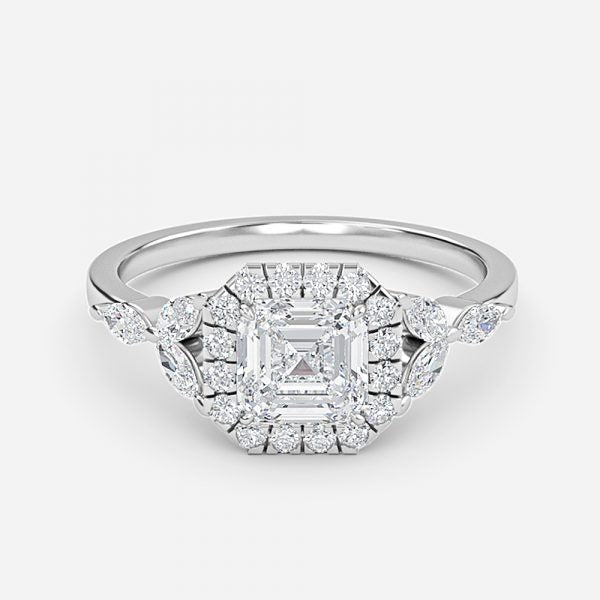 Jacinta Asscher Halo Moissanite Engagement Ring