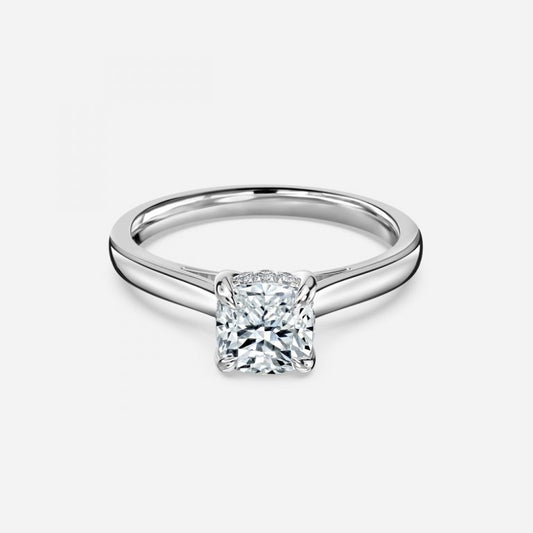 Jessalyn Cushion Hidden Halo Moissanite Engagement Ring