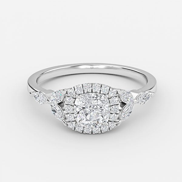 Jacinta Cushion Halo Moissanite Engagement Ring