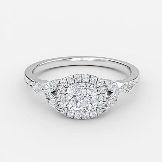 Jacinta Cushion Halo Moissanite Engagement Ring