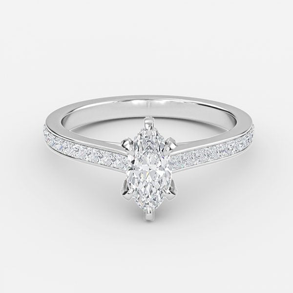 Marigold Marquise Hidden Halo Moissanite Engagement Ring