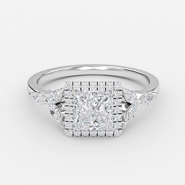 Jacinta Princess Halo Moissanite Engagement Ring