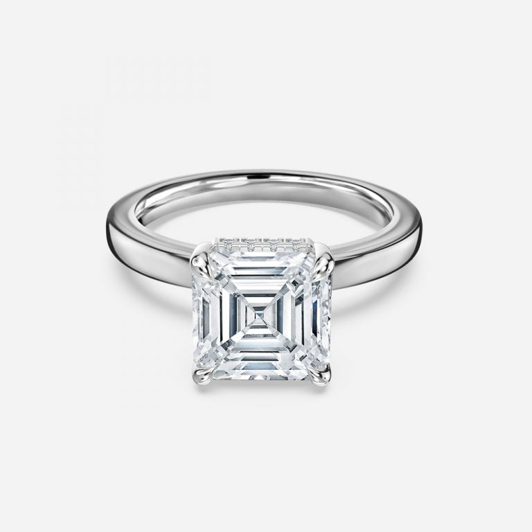 Idra Asscher Hidden Halo Moissanite Engagement Ring