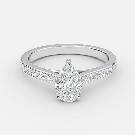 Marigold Pear Hidden Halo Moissanite Engagement Ring