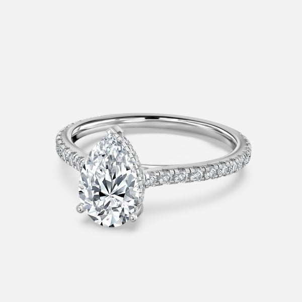 Tamsin Pear Hidden Halo Moissanite Engagement Ring