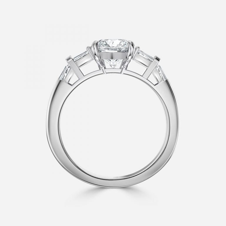 Maida Round Three Stone Moissanite Engagement Ring