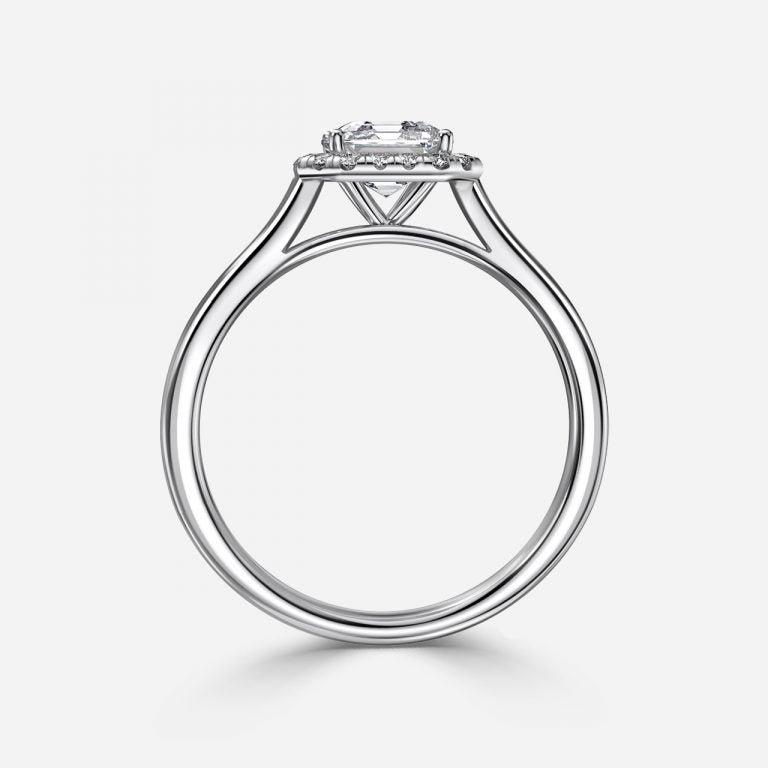 Louisa Asscher Halo Moissanite Engagement Ring