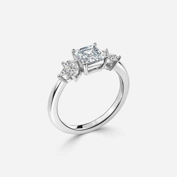 Anong Asscher Three Stone Moissanite Engagement Ring