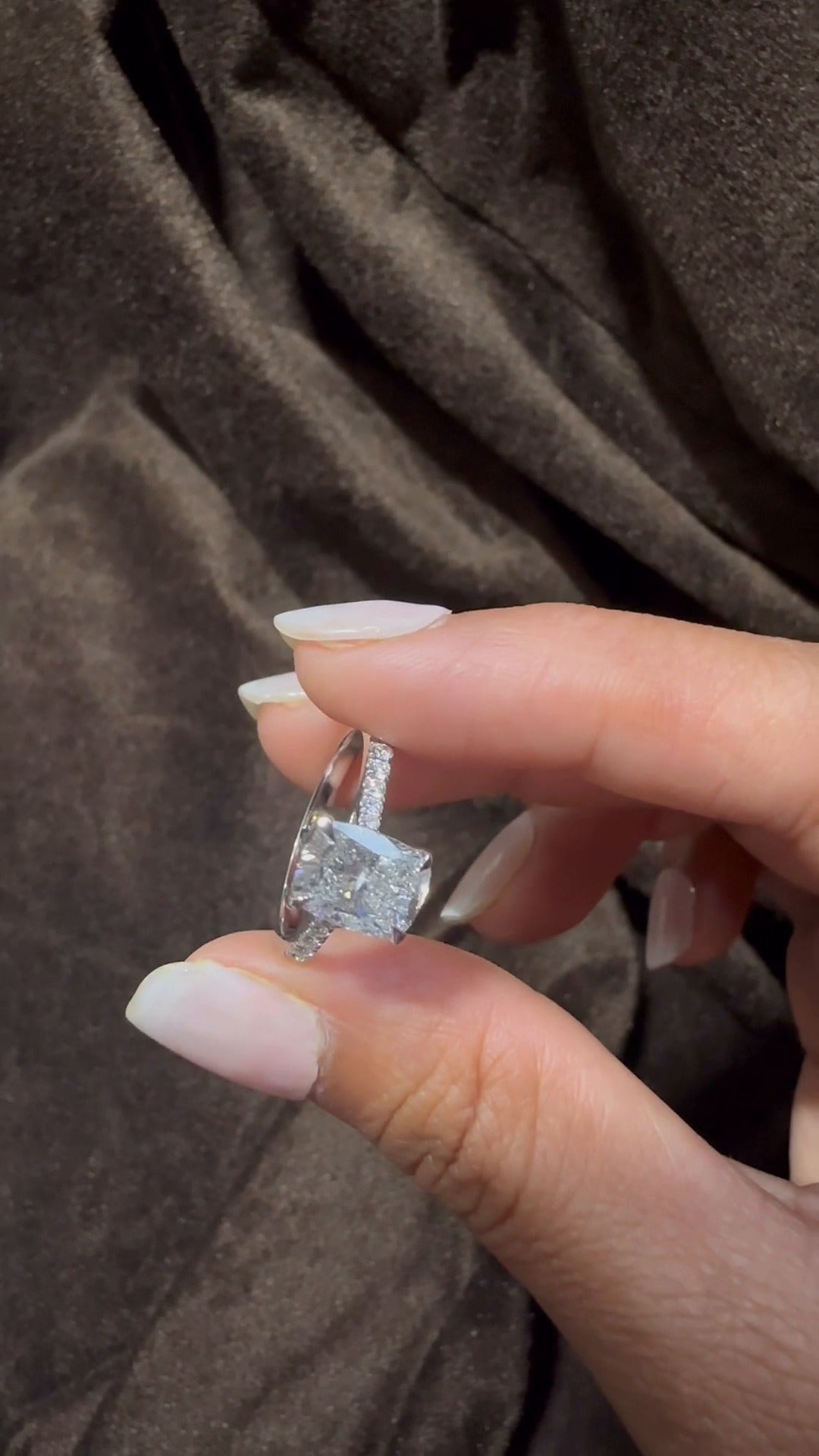Aveline Cushion Diamond Band Moissanite Engagement Ring