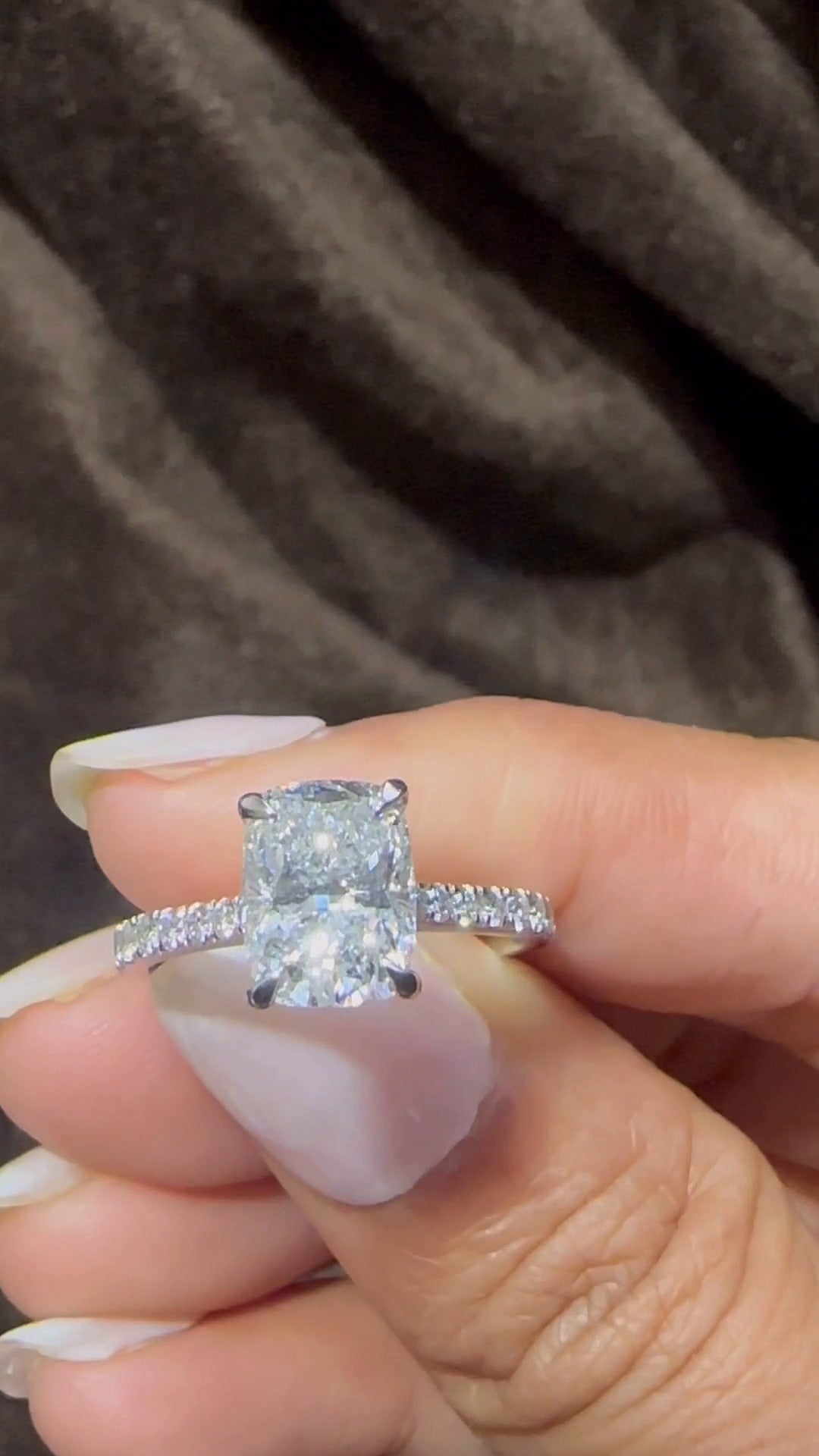 Aveline Cushion Diamond Band Moissanite Engagement Ring