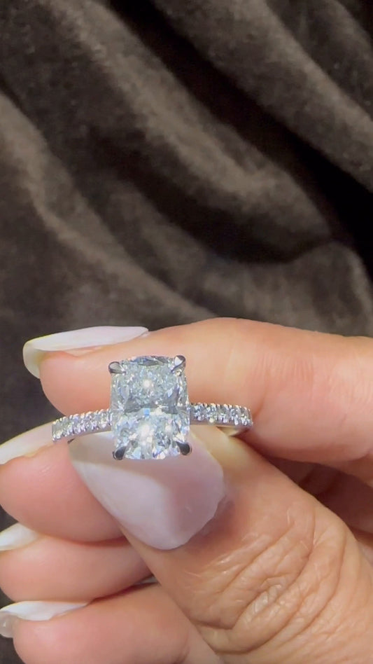 Aveline Cushion Diamond Band Moissanite Engagement Ring