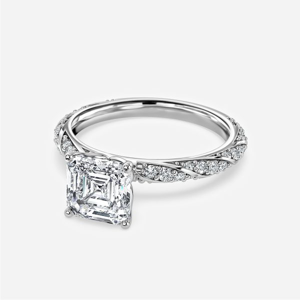 Wan Asscher Unique Moissanite Engagement Ring